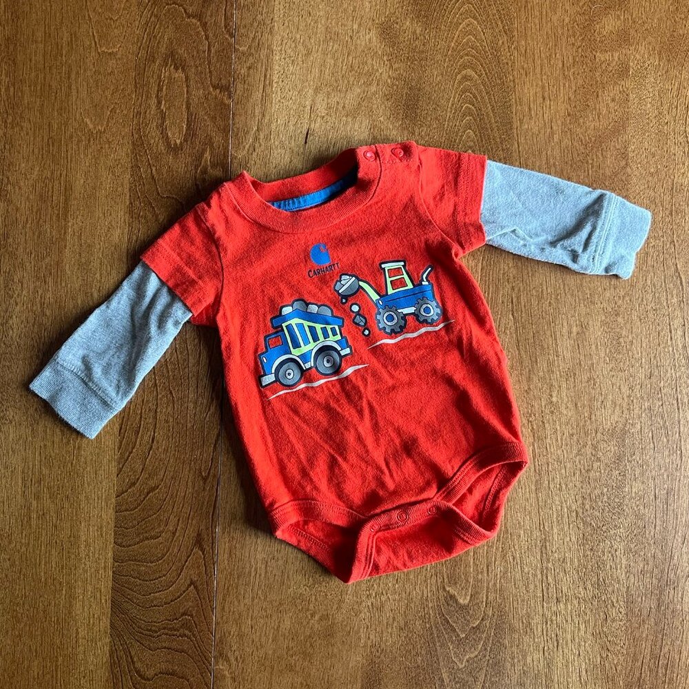 Carhartt construction trucks onesie 3m